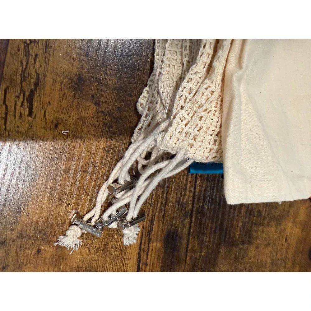 Venhoo Reusable Produce Bag Set of 7 Cream Cotton Mesh Drawstring Eco Friendly